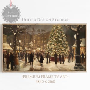 Christmas Frame Tv Art, Oil Painting of a Winter Village Frame Tv Art, Classic Christmas Village Tv Art, Frame Tv Winter Art, Digital