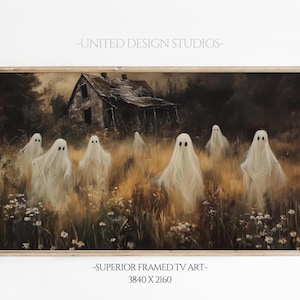 Halloween Samsung Frame TV Art, Halloween Ghost TV Art, Spooky Tv Art, Ghost Tv Art, Neutral Fall Decor, Landscape Art, digital download