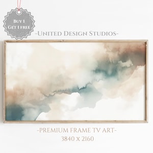 Abstract Frame TV Art, Clouds Watercolor TV Art, Blue Brown White Watercolor Art for the Frame Tv, Abstract Watercolor Digital Download Art