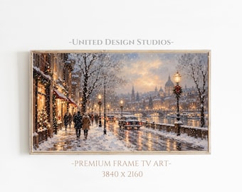 Christmas Frame TV Art, European Winter Painting, Digital Download