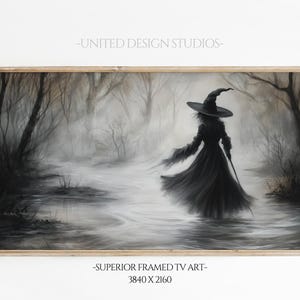 Samsung Frame TV Halloween Witch Art, Witch TV Art, Halloween Rustic Painting, Spooky Halloween Frame Tv Art, Witch Halloween Decor