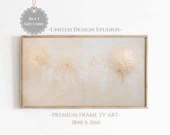 Quadro para TV com fogos de artifício de Ano Novo, dourado e branco (Download Digital)