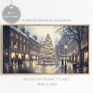 Christmas Frame Tv Art, Moody Frame tv art Christmas Streetscape, Christmas Village Painting for Samsung Frame Tv Art, Holiday Frame Tv Art