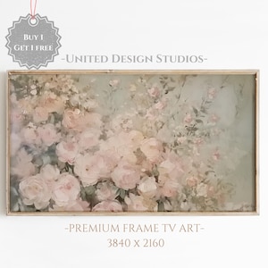 Valentine&#39;s Day Flowers Frame TV Art, Valentines Day Floral Oil Painting, Spring Botanical TV Art, Neutral Beige Victorian Home Decor