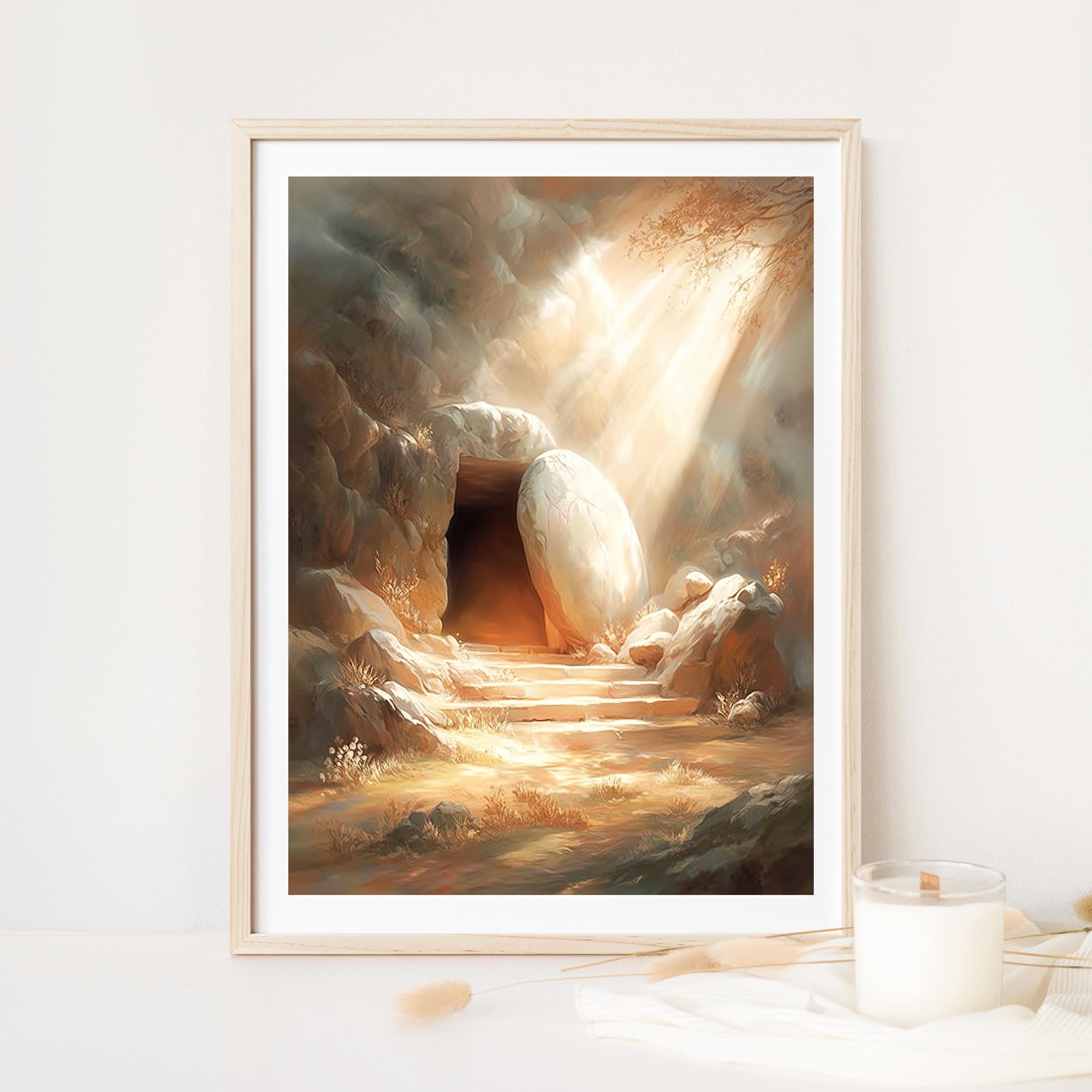 Empty Tomb Resurrection Printable Wall Art, Easter Christian Art ...