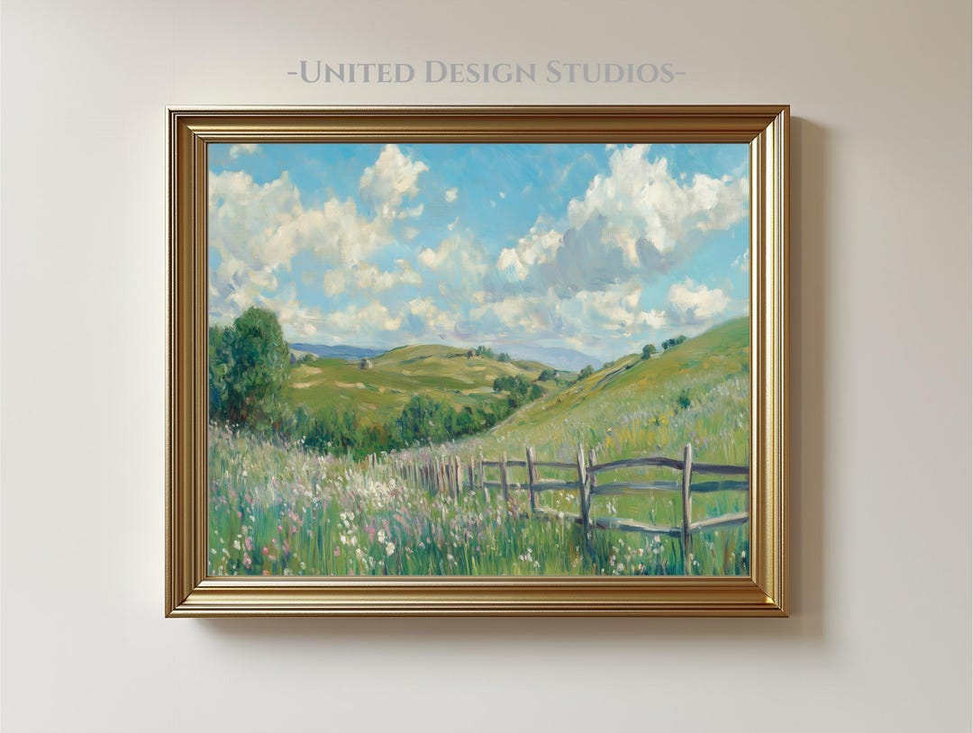 Summer Fields Oil Painting Printable, Country Landscape Wall Art ...
