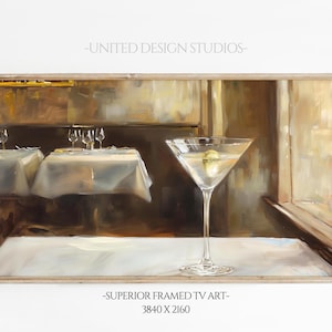 Martini Glass Frame TV Art, Elegant Cocktail Painting, Neutral Modern Decor for TV, Bar Frame Tv Art, Food and Drink Tv Screensaver