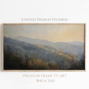 Fall Mountain Samsung Frame Tv Art, Painting of Fall Mountain Landscape for the Frame Tv, Rustic Autumn Forest Tv Art, Digital Download