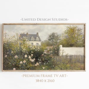 Spring FRAME TV Art, Cottage Rose Garden, Summer Oil Painting, Farmhouse Frame TV Art, Cottagecore Wall Art Decor, Digital Download