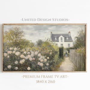 Spring Cottage Frame TV Art, Rose Garden Summer Oil Painting, Farmhouse Frame TV Art, Cottagecore Wall Art Decor, Digital Download