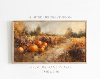 Fall Frame TV Art, Halloween Frame Tv Art, Frame Tv Fall Painting, Frame Tv Art Fall, Autumn Frame Tv Art, Pumpkin Patch Tv Artwork