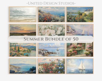 Summer FRAME TV Art BUNDLE, Beach Frame Tv Art Set, Summer Tv Art Pack, Classic Summer Painting Tv Art Download, Summer Tv Screensaver