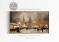 Frame Tv Winter Art, Oil Painting of a Winter Christmas Town Frame Tv Art, Classic Christmas Village Tv Art, Christmas Frame Tv Art, Digital