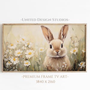 Spring Bunny Rabbit Frame TV Art, Easter Bunny TV Art Frame, Spring Decor Vintage Farmhouse TV Art, Spring Tv Art Nursery Tv Art, Download