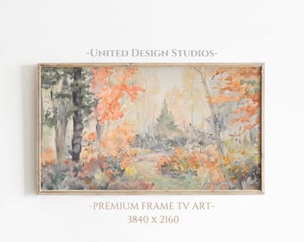 Fall Watercolor Landscape Painting for Frame TV (Digital Download)