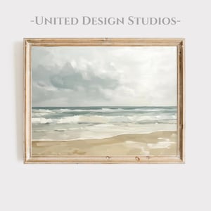 Beach Printable Wall Art, Coastal Landscape Art, Neutral Seascape Digital Download, Modern Ocean Scene Artwork for Home Decor