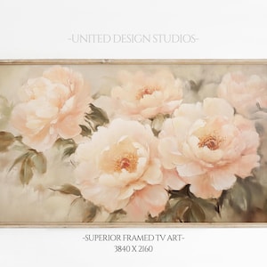 Peony Flower Spring Frame TV Art, Spring Painting, Easter Botanical Flowers Frame TV Art, Victorian Home Decor, Summer Farmhouse Tv Art