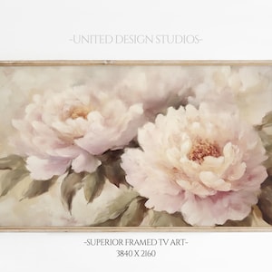 Peony Flower Frame TV Art, Spring Painting, Easter Botanical Flowers Frame TV Art, Victorian Home Decor, Valentines Day Art