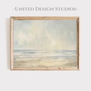 Minimalist Coastal Printable Art, Neutral Beach Oil Painting, Serene Ocean Wall Decor, Soft Beige Seascape for Modern Home Download