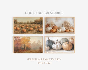 Cottagecore Fall Samsung Frame TV Art: Autumn Pumpkin Set (Digital Download)