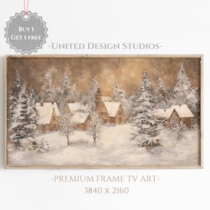 Winter Frame Tv Art, Oil Painting of Winter Christmas Town Frame Tv Art, Classic Christmas Village Tv Art, Christmas Frame Tv Art, Digital