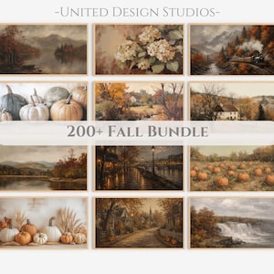 Bundel met meer dan 200 herfstframes voor tv-decoratie, vintage herfstschilderijen voor tv-decoratie, sfeervol herfstlandschap voor tv-decoratie, herfstdecoratie, digitale download