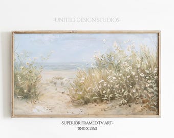 Summer FRAME TV Art, Summer Coastal Landscape, Ocean Beach Painting, Beach Art for TV, Country Seaside, Summer Tv Screensaver Download
