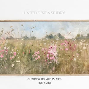Frühling FRAME TV Art Rosa Wildblumen, Frühlingsblumenfeld Tv Art, Wiesenblumen Tv Kunst, Cottagecore Tv Kunst, Frühling Bauernhaus Tv Art