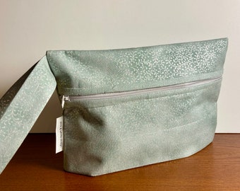 Wristlet Purse - Mint Green & Silver Fabric - Wristlet Clutch, Small Handbag, Special Occasion, Bridesmaid Gift, Gift for Her, Hostess Gift