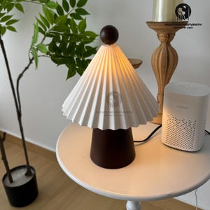 Wood Base Lamp,Decorative Lamp,Wood Lamp,Wood Lampshade ,able Lamp DISTORTION,Wood Table Lamp,Bedside Lamp,Wooden Lamp,Beech ,Walnut