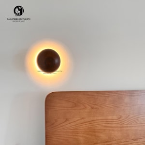 Walnut Spherical Wall Sconce,light Bedroom,lighting opal,Wall lamp,Round wooden wall sconce,Forest, Unique,Home Decor,Christmas Gift for Her