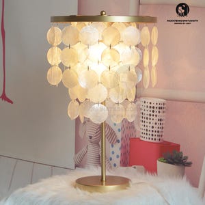 Eco-friendly cosy table lamp,Modern Table Lamp,Dimmable Bedside Lamp,conscious lighting,Shell Shade Light,Art Deco Table Lamp,Home Decor