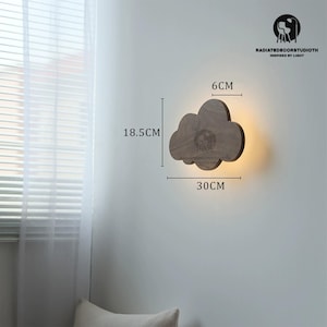 Solid wood cloud wall sconce,Boucle cloud wall lamp,Kids room wall decor,Cloud LED light,Wooden wall lamp,Night light,wood oak wall lights