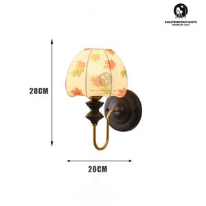 Wooden wall lamp,Wall lights,Leaf printed fabric,Wood and fabric wall lamp,Oak wall lamp,Ecological shipping,Sconce lamp,woodlamp,Home Decor