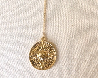 Aztec Coin Necklace Gold