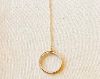 Mother of Pearl Gold Circle Necklace