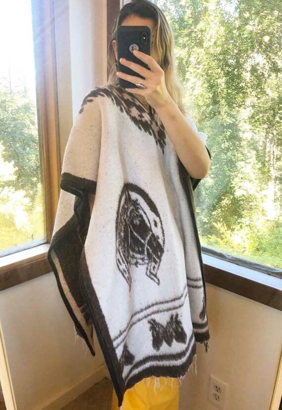 Reversible Vintage Equestrian Poncho