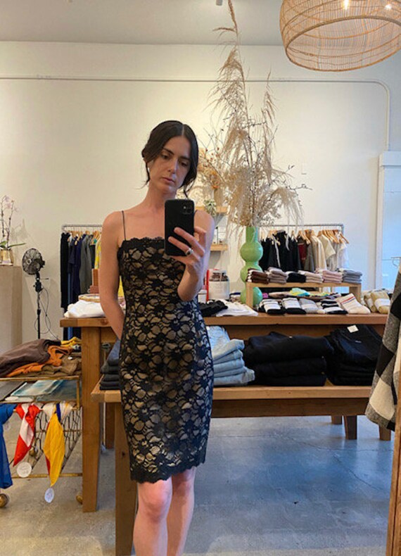 Black Vintage Lace Spaghetti Strap Dress Jones New York 4
