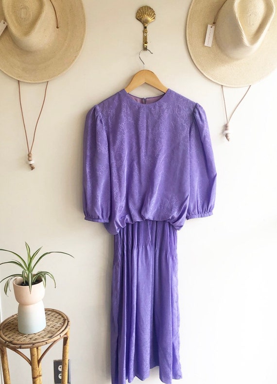 Vintage Purple Puff Sleeve Dress