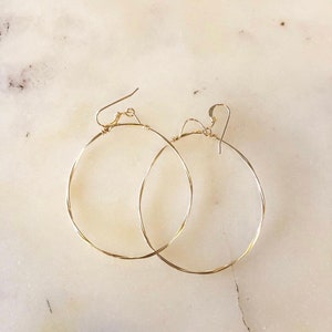 Gold Hoop Earrings, Large Gold Hoop, Gold Large Earrings, Thin Delicate Hoop, Big Bohemian Hoop, Large Hoop 2 inches image 2