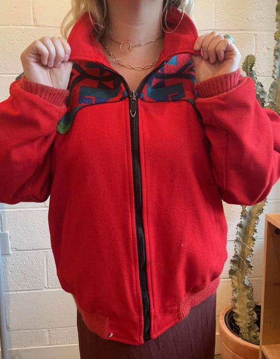 Vintage Pendleton Red Print Wool Jacket - image 2