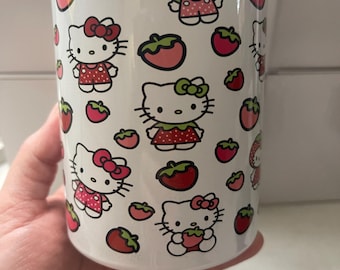 Strawberries and Kitty mini 10oz tumbler