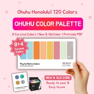Ohuhu-markeringskleurenpalet | Retro-sfeer | 120 kleuren | Oude versus nieuwe codes (afdrukbare pdf)