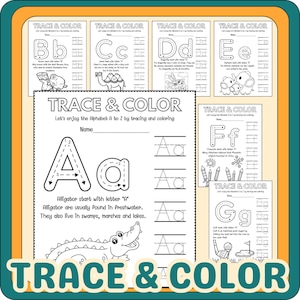 Alphabet Tracing & Coloring Worksheet: Animal Short Stories (PDF)