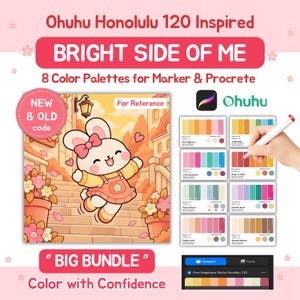 Ohuhu Kleurenpalet met 120 markers voor Procreate Marker Artist | Nieuwe & oude code | Kleurreferentie | Thema: Bright Side of Me | GROOT PAKKET