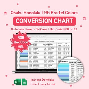 Ohuhu Honolulu Conversion Chart| 96 Pastel Colors| Old-New Code| Hex Code | RGB (Excel File)