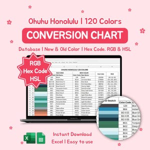 Ohuhu Honolulu Conversion Chart| 120 Colors| Old-New Code| Hex Code | RGB (Excel File)