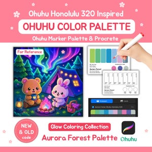 Ohuhu Color Palette 320 Markers voor procreate en markerartiesten | Nieuwe en oude code |  Gloed-kleurthema | Aurora-bos