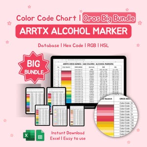 Arrtx Alcohol Marker Color Code Chart  | Oros Series | BIG BUNDLE (Excel Digital Download)