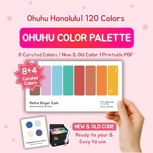 Ohuhu-markeringskleurenpalet | Retro-sfeer | 120 kleuren | Oude versus nieuwe codes (afdrukbare pdf)